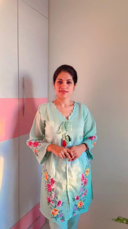 Aahana - Mint Floral Scalloped Co-ord Set