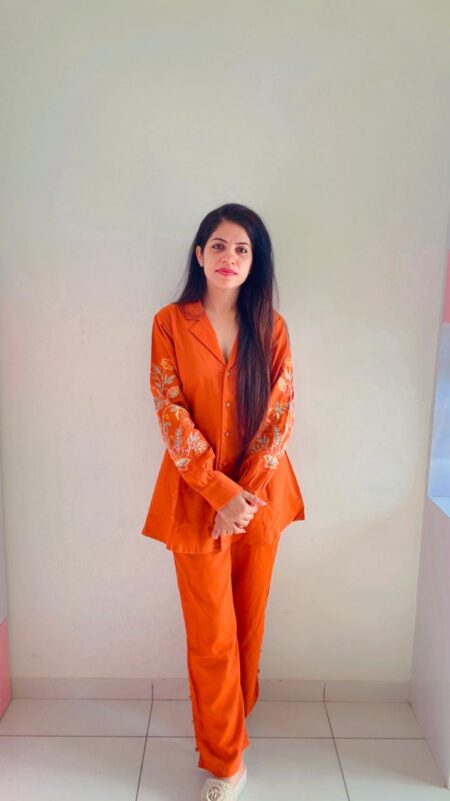 Zinnia - The Rust Orange Embroidered Co-ord Set