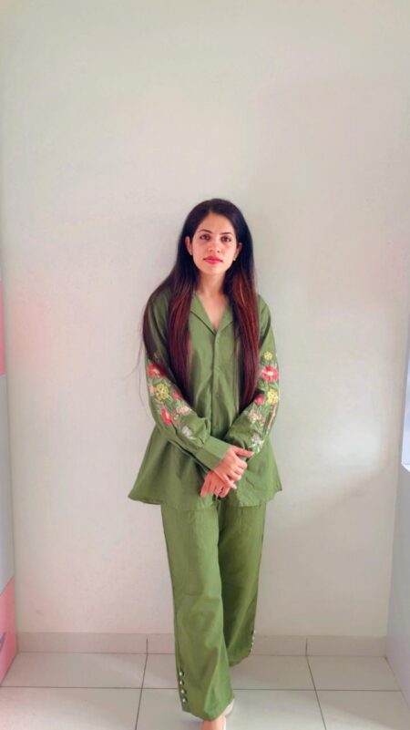 Zinnia  3.0 - The Olive Embroidered Co-ord Set
